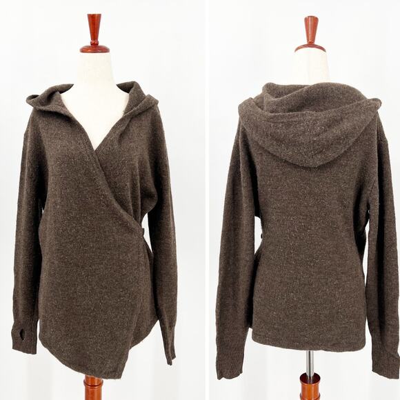 Betabrand Wool Alpaca Wrap Hooded Cardigan Brown Size Small / Medium - Picture 5 of 5